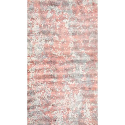 Hand Knotted Oriental Viscose Silk Carpet Modern Abstract Coral Abstract Area Rug - 4' 0'' X 2' 0''