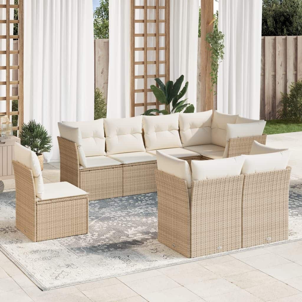 vidaXL Garden Sofa Set Beige PE rattan 8 piece set Modular - 24.4 x 24.4 x 27.2