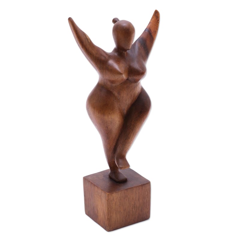 Novica Handmade Curvy And Happy Wood Sculpture - 11.75" H x 5" W x 2.8" D