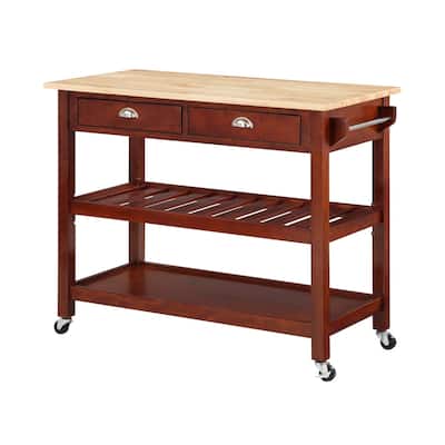 Kitchen Cart with Drawers - 3 Tier Butcher Block Island, Mobile Storage, Prep Station, Home Organization