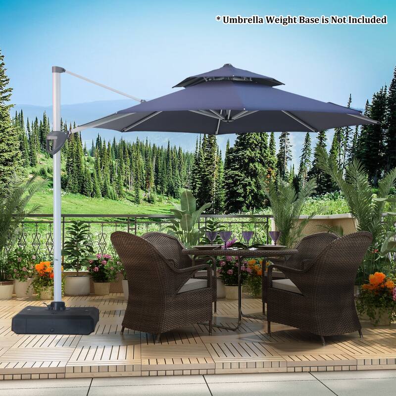 Clihome 11ft Patio Cantilever Octagonal Outdoor Umbrella With Umbrella Cover