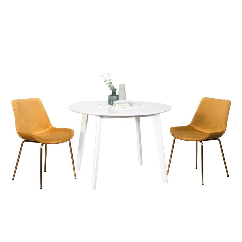 Modern Style Dining Set with Round Table and Velvet Upholstered Chairs