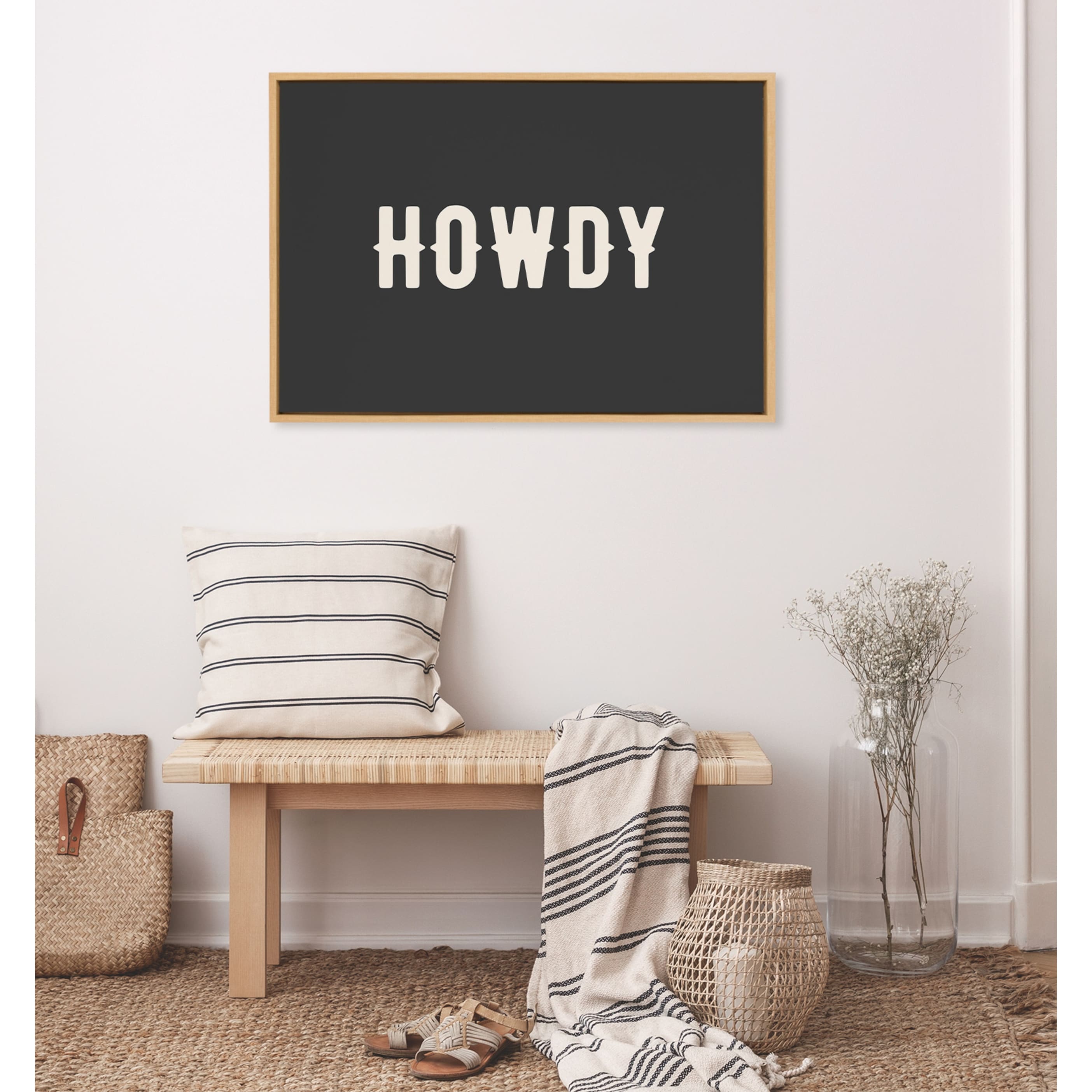 Kate and Laurel Sylvie Howdy Landscape Black Framed Canvas by Honey Island Studio