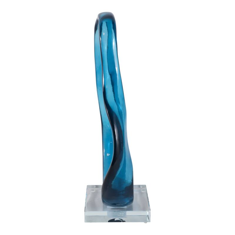 Resin Sculpture Statement with Crystal Base Home Decor - 12" Blue - 9.25" x 2.5" x 11.5"