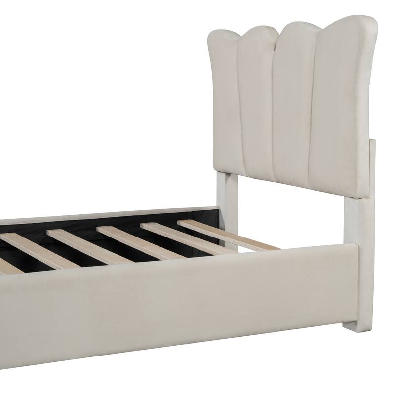 Luxurious Velvet Upholstered Platform Bed - Twin/Full Sizes with Stylish Headboard & Footboard, Sturdy Construction