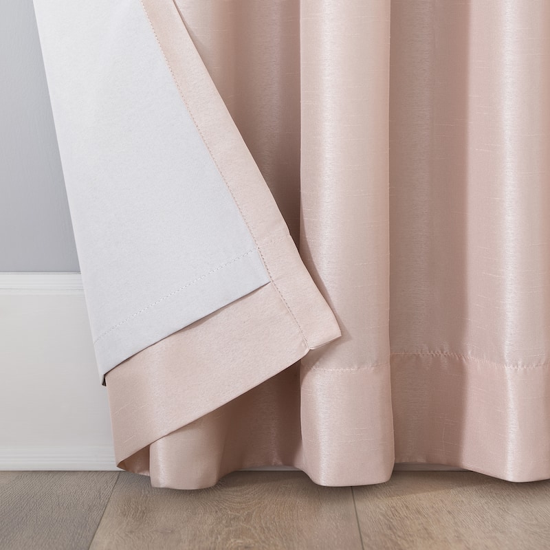 Sun Zero Evelina Faux Dupioni Silk Thermal Extreme Total Blackout Back Tab Curtain Panel, Single Panel