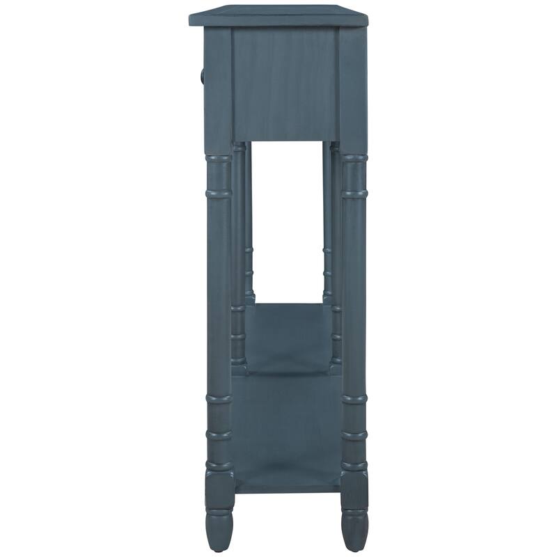 Console Table Sofa Table Easy Assembly with Two Storage Drawers and Bottom Shelf for Living Room