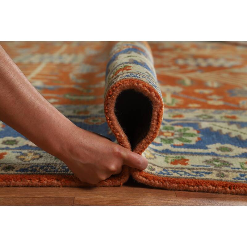 Hand Knotted Oriental 100% Wool Carpet Transitional All-Over Oranges & Rust Oushak Area Rug - 11' 11'' X 9' 0''