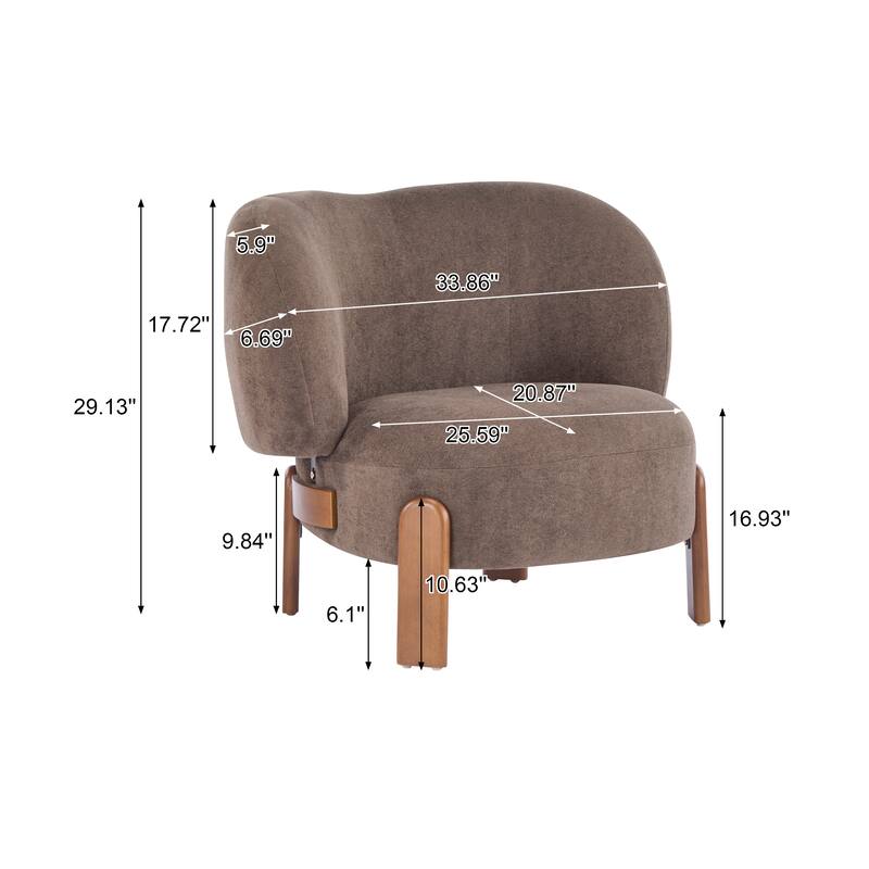 Roomfitters Modern Wingback Armchair with Curved Backrest, Upholstered Accent Seating for Living Room Comfort