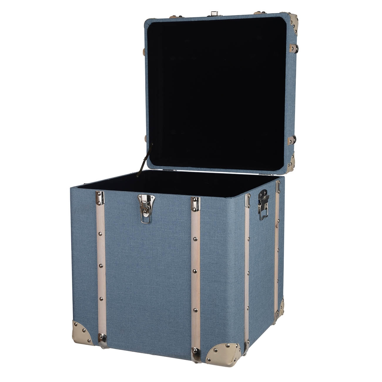 Pale Blue Mdf And Linen Kinsley Decorative Storage Trunks Set Of 2 Overstock 12798487