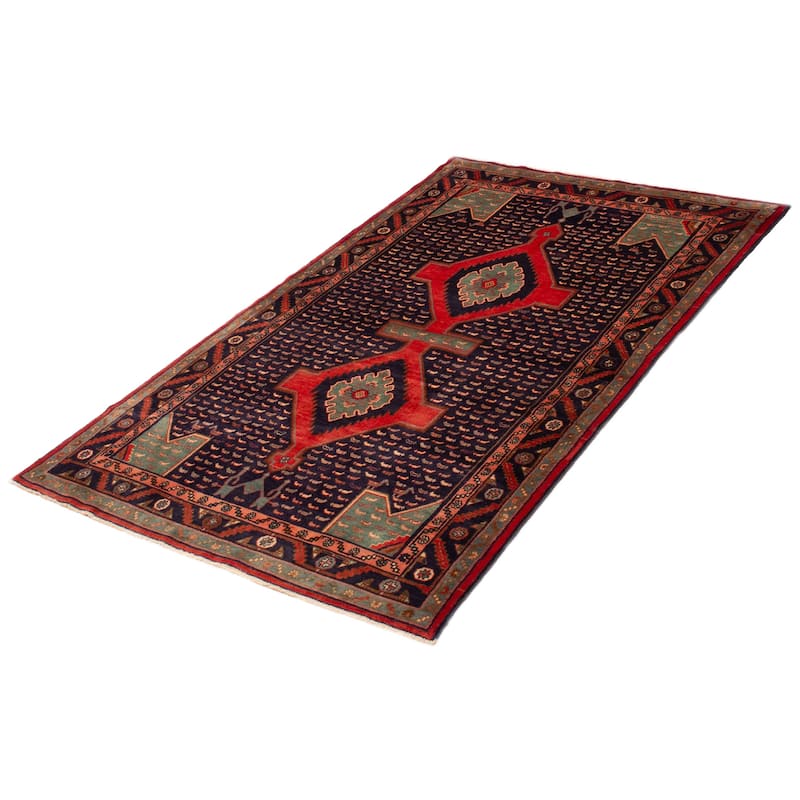 ECARPETGALLERY Hand-knotted Anatolian Vintage Navy Wool Rug - 4'10 x 7'8