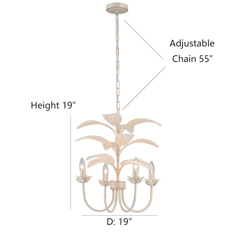 Lana 4-Light Brushed White Modern Coastal Mini Chandelier - 19 In. Wide