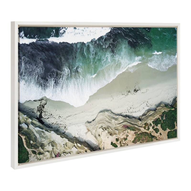 Kate and Laurel Sylvie La Jolla Curves Framed Canvas by Rachel Bolgov