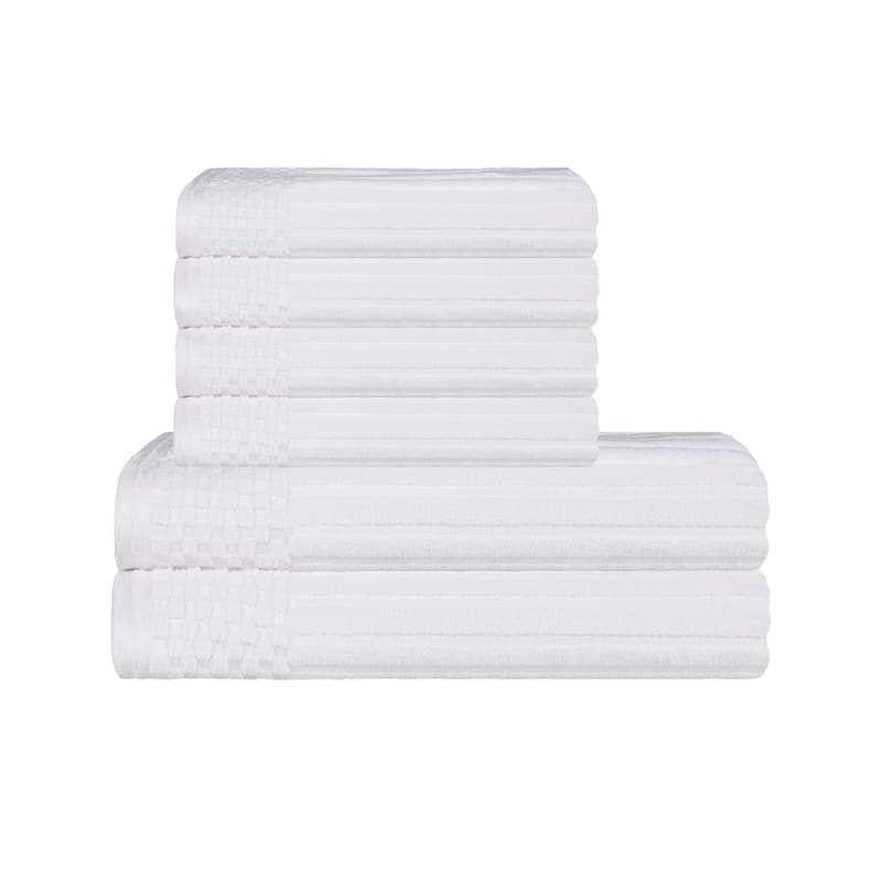Superior Ribbed Cotton Absorbent Heavyweight Hand Towel and Bath Towel Set