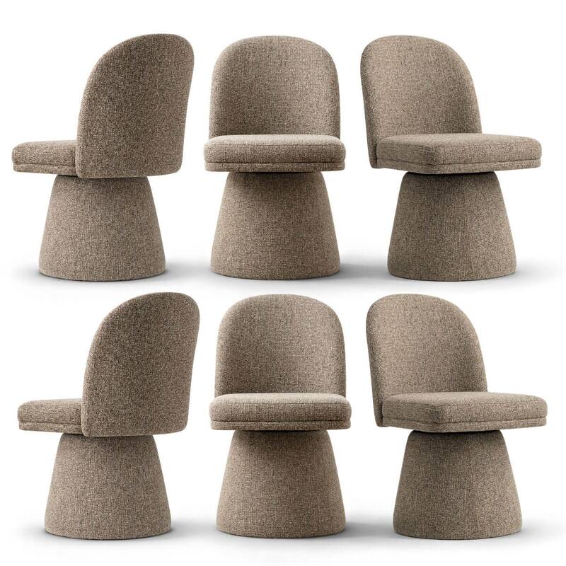 Upholstered Swivel Dining Chair(Set of 6) - Brown