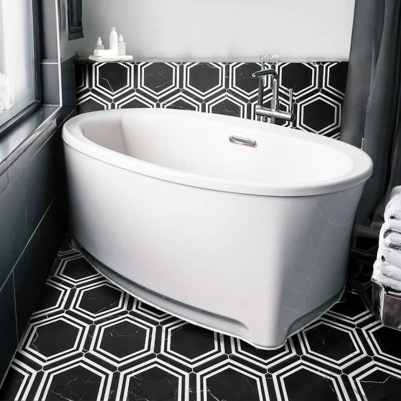 Kykuit 8.6x9.8 Satin Porcelain Hexagon Tile - Floor, Wall, Backsplash