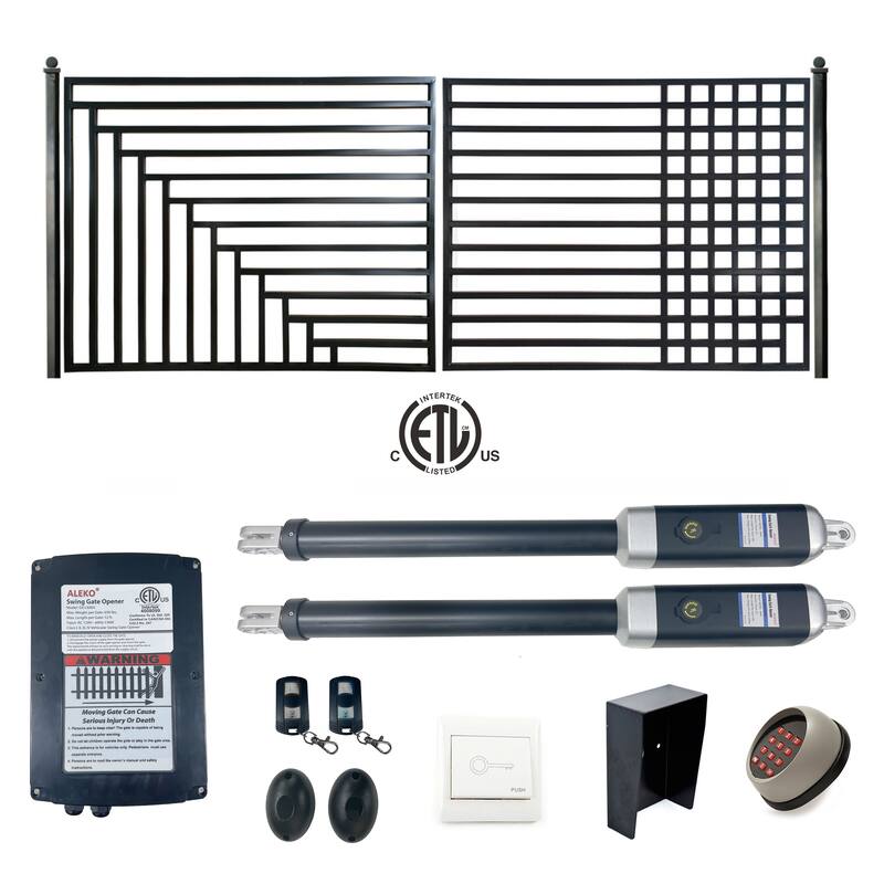 ALEKO Kyiv Style 12 x 6 feet Steel Dual Swing Driveway Gate with Opener