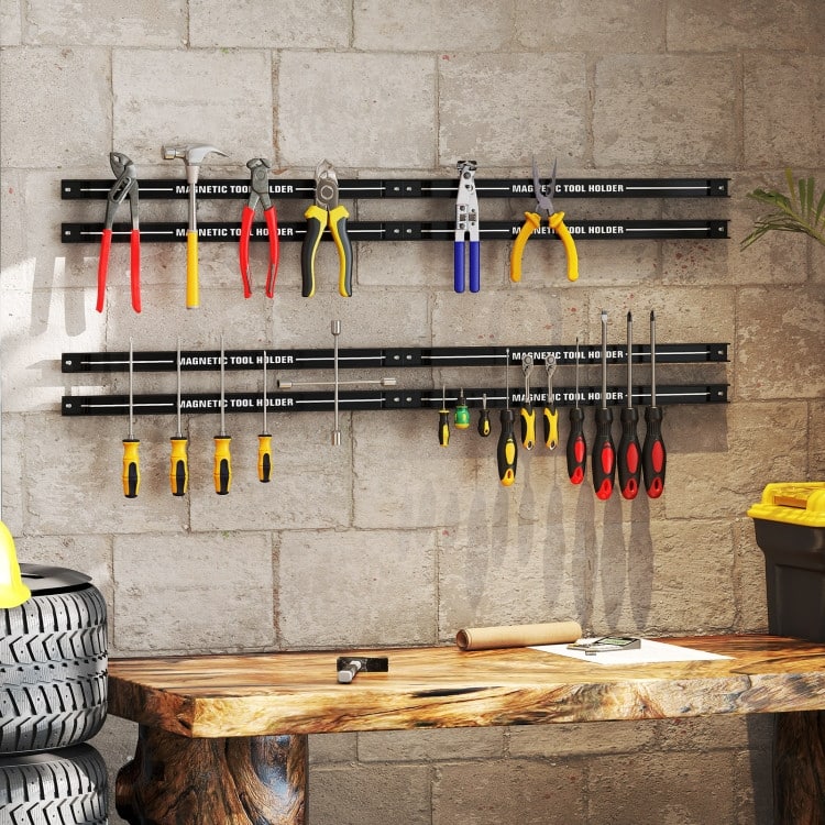 Carbon Steel Magnetic Tool Holder Set with 6 Strips - 18” x 1” x 0.5”