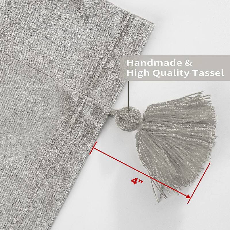 DriftAway Boho Velvet Handmade Tassel Curtain Room Darkening Thermal Insulated Window Curtains