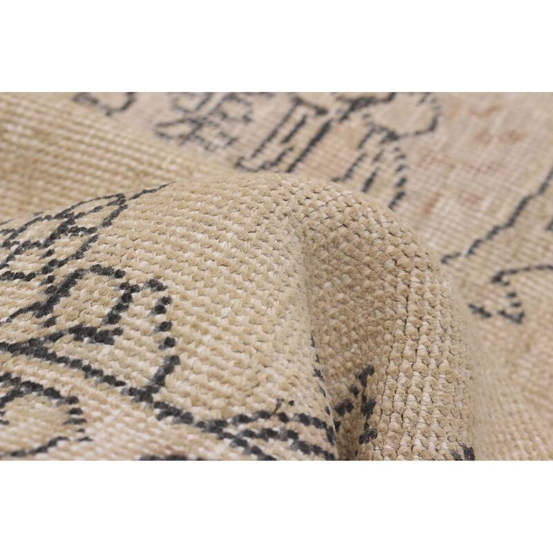 ECARPETGALLERY Hand-knotted Antalya Vintage Khaki Wool Rug - 6'7 x 9'10