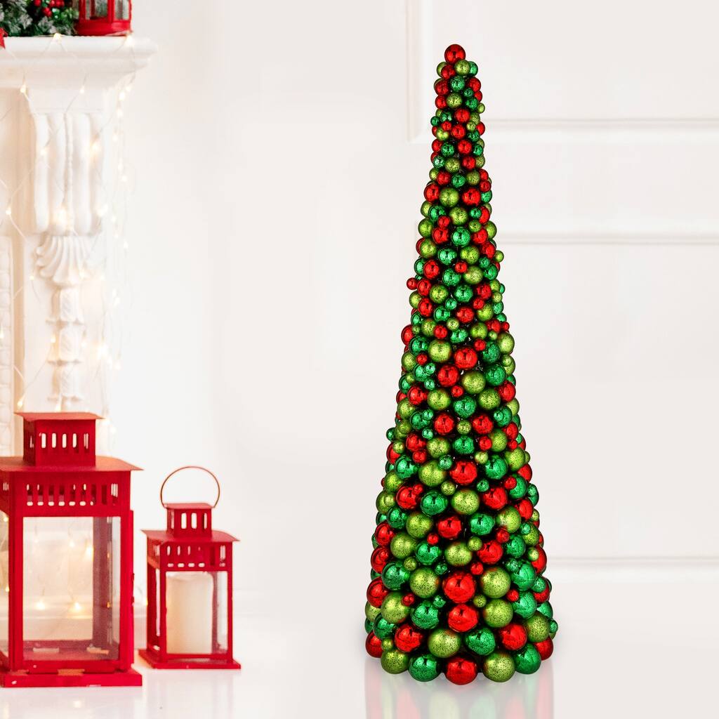 48" Mercury Shiny Ball Cone Tree