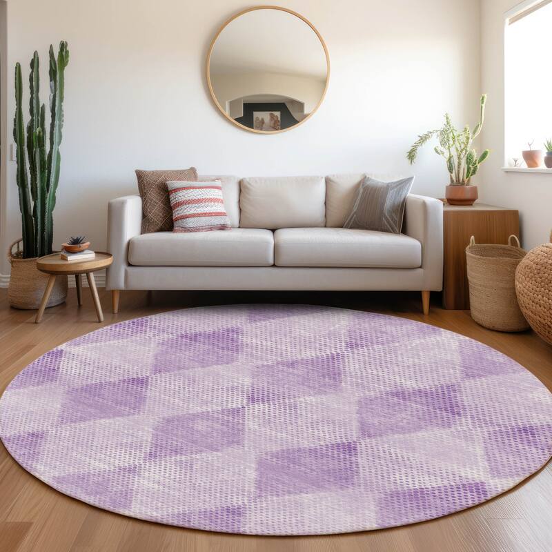 Machine Washable Indoor/ Outdoor Modern Diamonds Chantille Rug