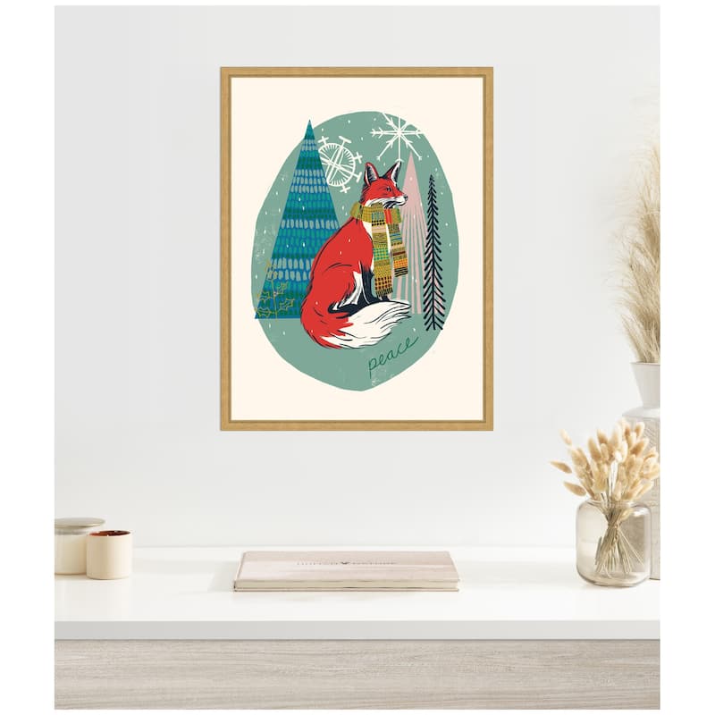 Kate and Laurel Sylvie Framed Canvas Winter Fellows Fox by Hannah Beisang