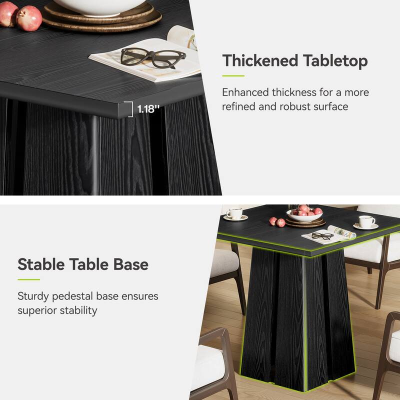 31.5'' Rustic Wooden Square Dining Table with Pedestal Base - 31.5 Inch