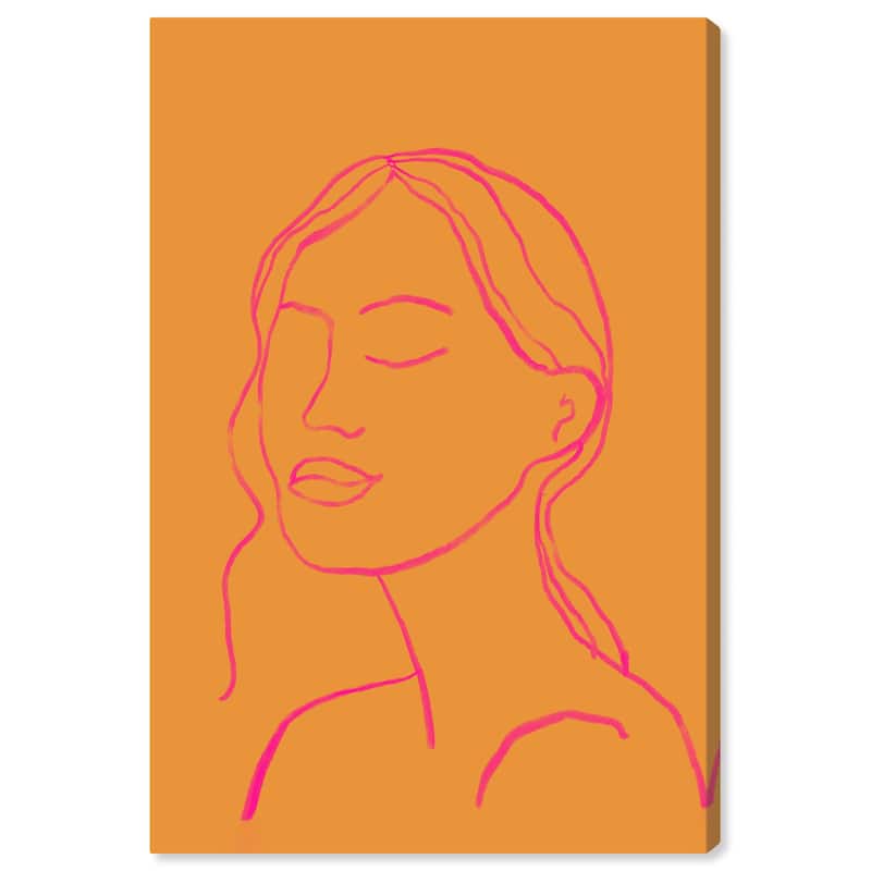 Wynwood Studio Canvas Fashion and Glam Outline Girl II Orange and Pumpkin Modern & Contemporary Wall Art Canvas Print