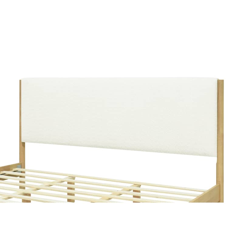 Christopher Knight Home - Elias Modern Boucle Upholstered Bed with Rubberwood Legs