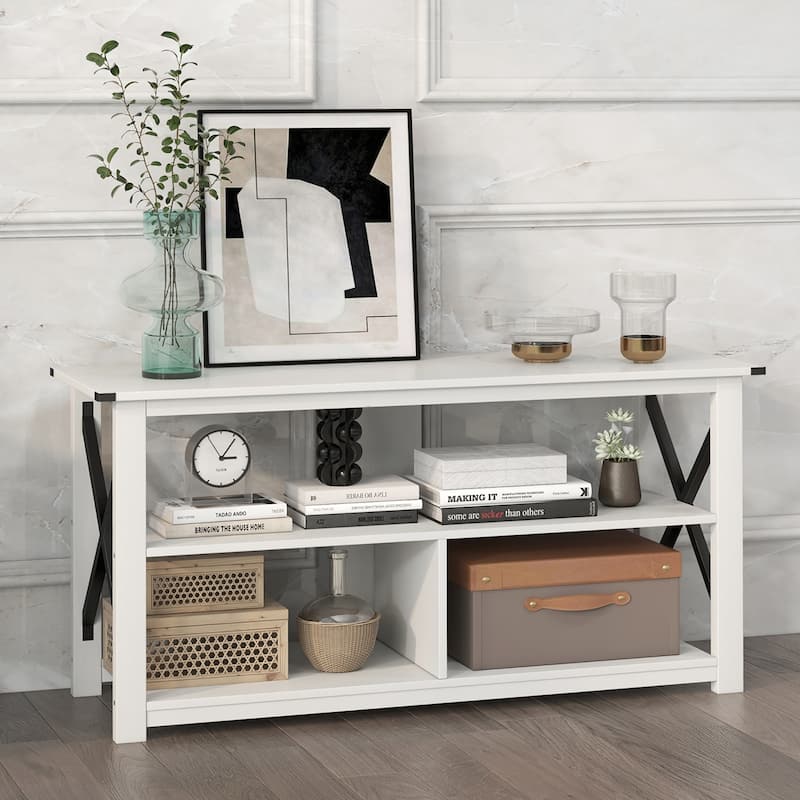 Gymax Modern Entertainment Center Farmhouse TV Stand for TV's up to