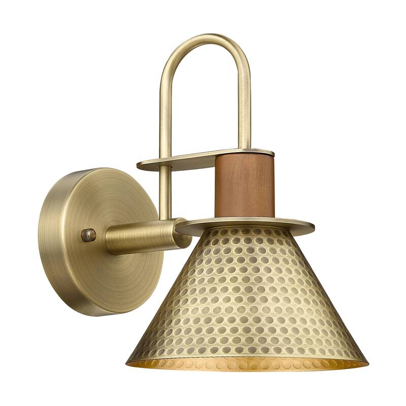 Rustic Gooseneck Wall Sconces, Wall Light, Hammered Metal Shade - Medium/1 Pack - Gold