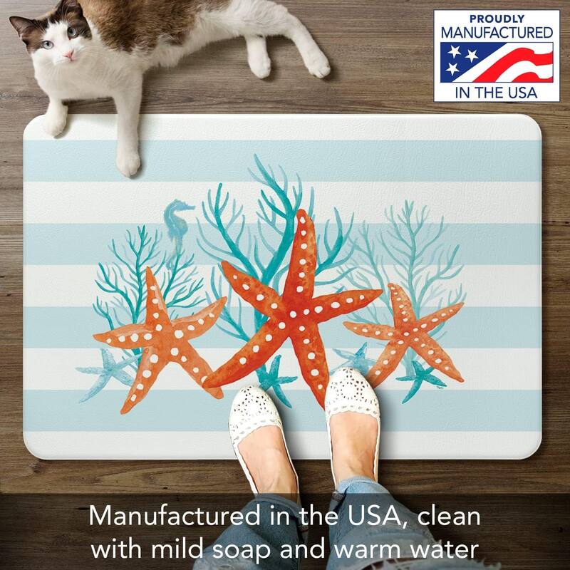 Starfish Stripe 30” x 20” Comfort Floor Mat Manufactured in The USA, Waterproof, Reduces Muscle Fatigue, Easy to Clean - 30x20