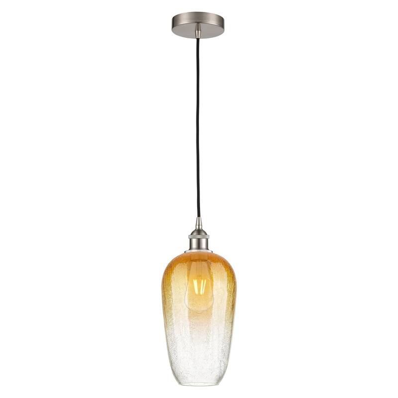 Innovations Lighting Endless Possibilities Edison - Brookhaven Flute - 1 Light 7" Cord Hung Mini Pendant - Brushed Satin Nickel/Amber