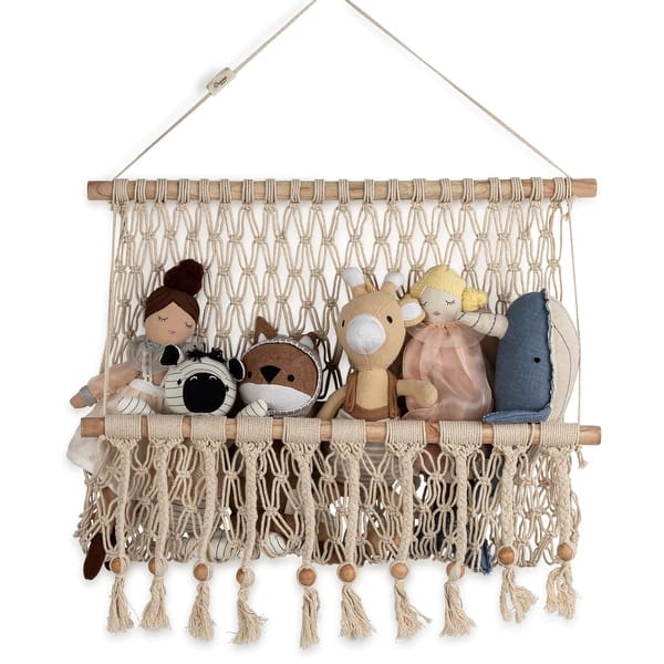 slide 2 of 6, Willow Macrame Storage Wall Decor