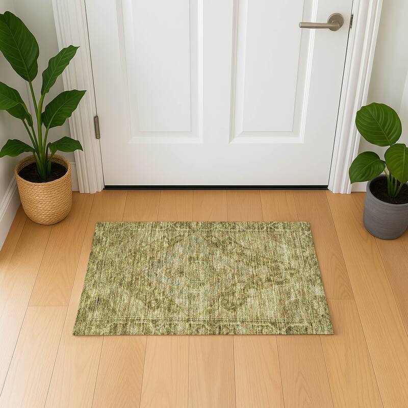 Premium Washable Super Soft Traditonal Marcus Mayfield Rug - Aloe - 1'8" x 2'6"