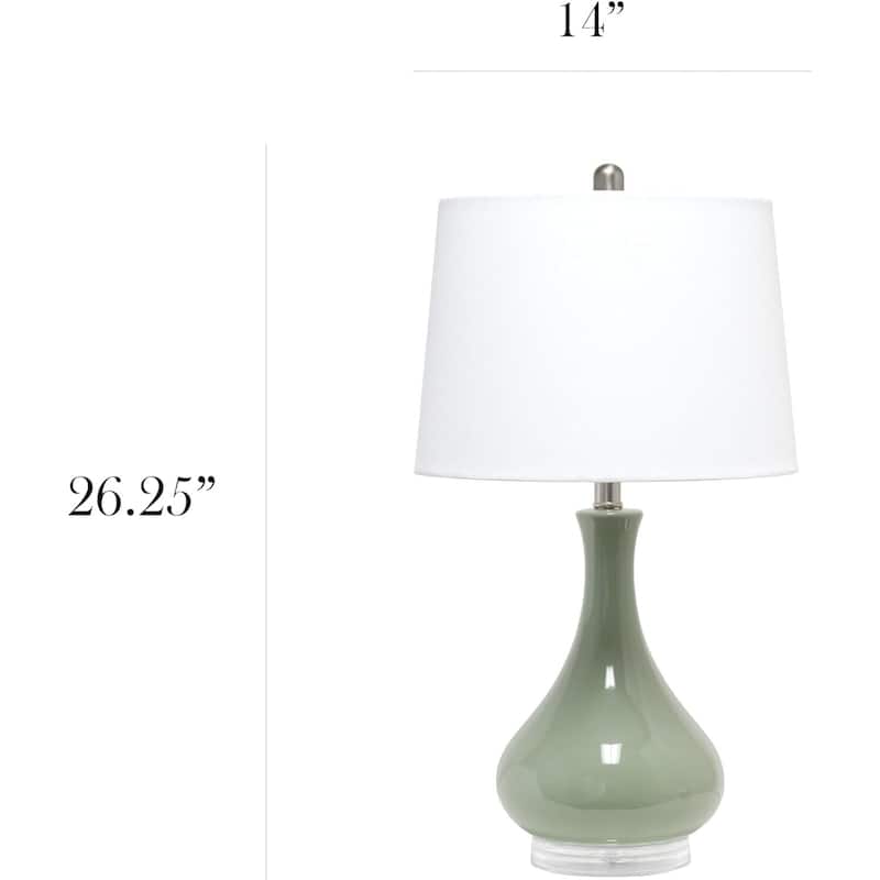 26.25 in. Sage Green Finish Table Lamp with White Shade, Sturdy Table Lamp for Living Rooms and Bedrooms