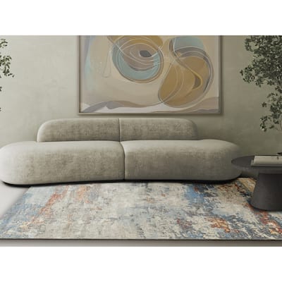 EXQUISITE RUGS Laureno Hand-knotted Bamboo Silk Blue Multi Area Rug.