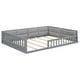 preview thumbnail 23 of 24, Wood Full Size Upholstered Platform Bed with Guardrail and Pillow