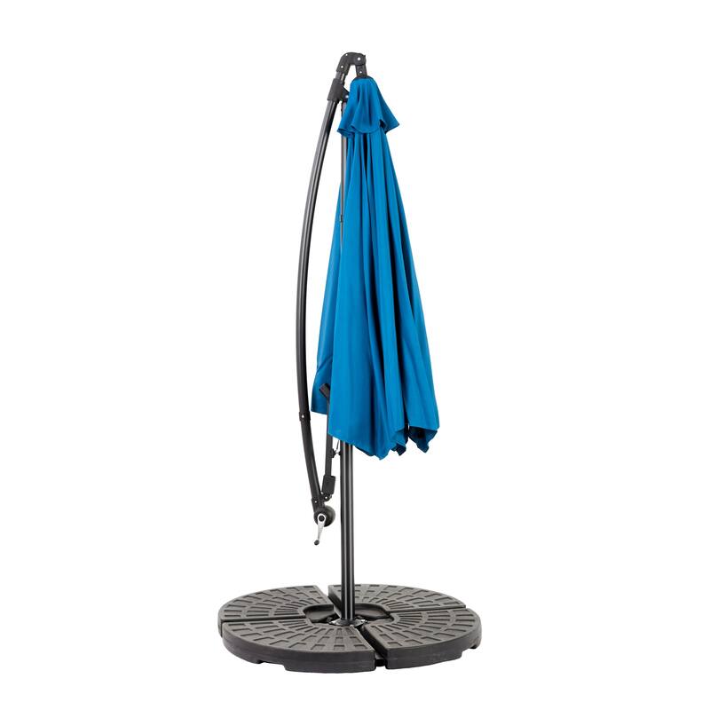 Hanging Patio Umbrella Polyester Parasol with Tilt Adjustment 8 Ribs, for Backyard Poolside - (Dark Green)