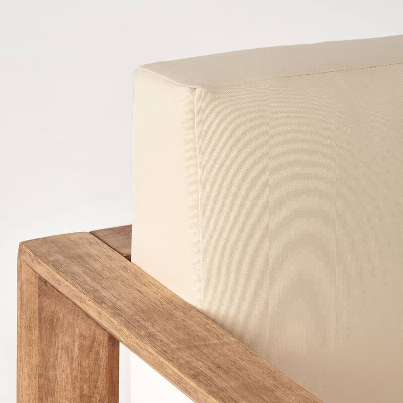 Genser Outdoor Wooden Club Chairs with Cushions by Christopher Knight Home