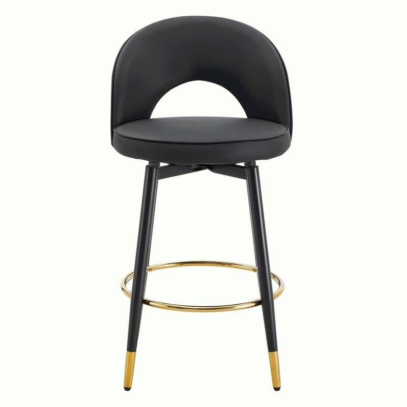 360° Rotatable Bar Chair with Modern PU Upholstery and Metal Legs