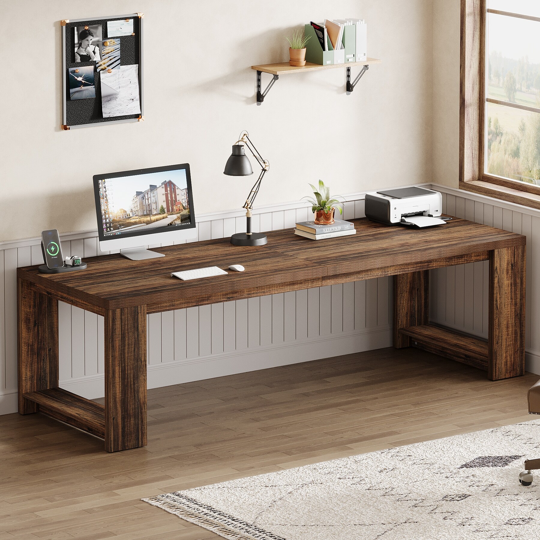 86.6 Inch Extra Long Desk Writing Table Large Desk Workstation