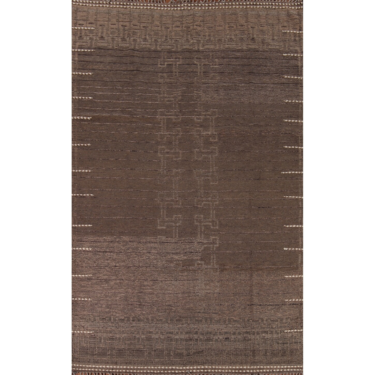 Brown Moroccan Oriental Large Area Rug Hand-Knotted Wool Carpet - 9'9"x 14'8"