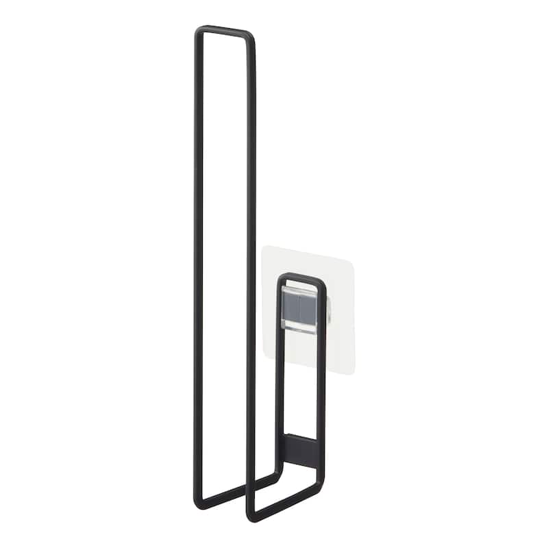 Yamazaki Home Traceless Adhesive Toilet Paper Holder, Steel, Holds 2.2 lbs - L 2.87 x W 1.46 x H 9.84 inches - Black
