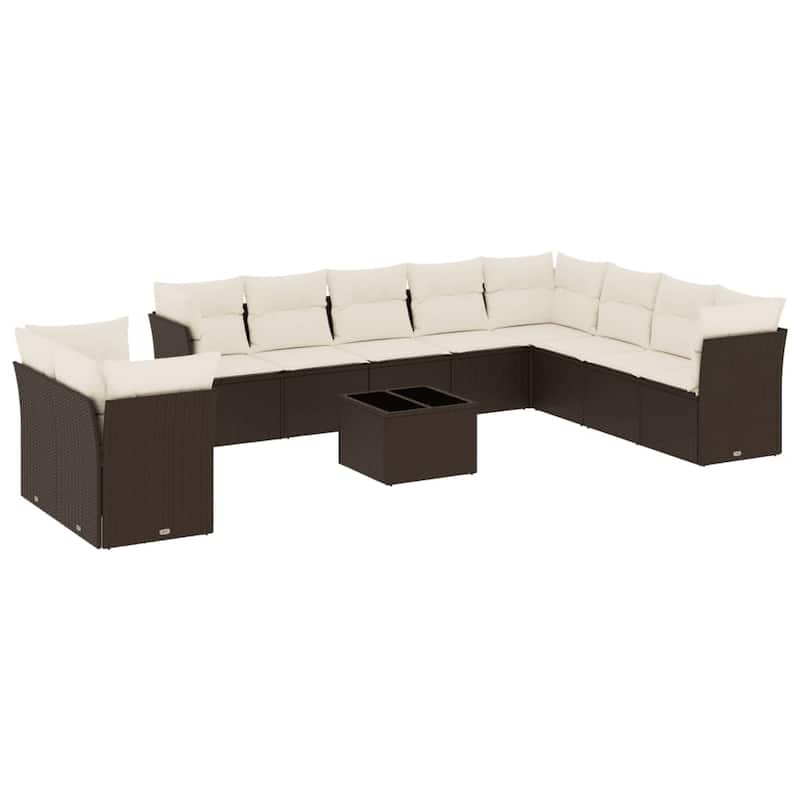 vidaXL Garden Sofa Set Brown, Cream White - 21.7 x 21.7 x 14.6
