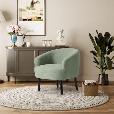 Bayville Sherpa Polyester Upholstered Barrel Chair - Faux Shearling