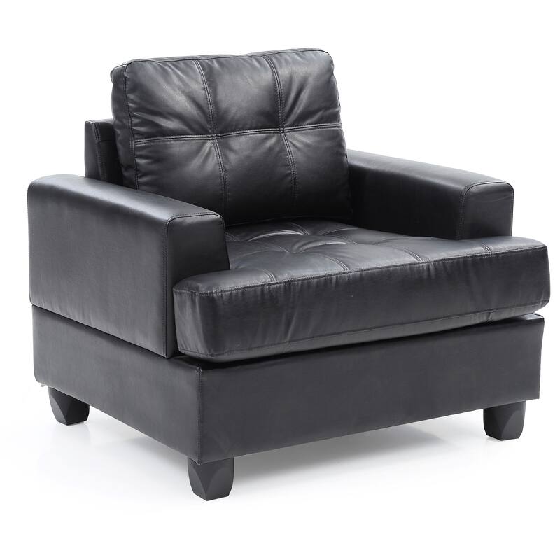 Tufted Faux Leather Upholstered Accent Chair - 38" - Black