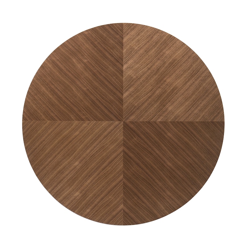 36-inch Round Coffee Table Brown Black Solid Wood Metal Living Room Furniture - 36” x 36” x 15”