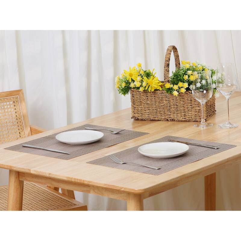 Placemats Set of 6 Washable Vinyl Place Mats PVC Weave Table Mats - 18x12 inch